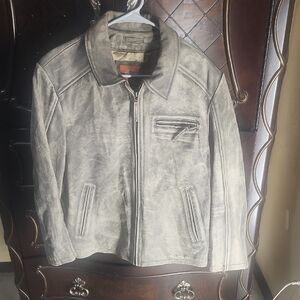 Men's Gray Leather Jacket